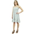 thumbnail image 4 of Bimba Women's Rayon Short Casual Dress Off White Shibori Printed Dresses - 4, 4 of 6