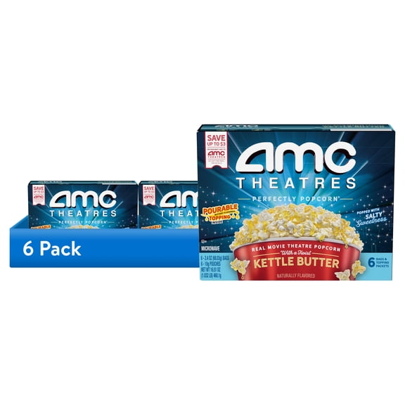 (6 pack) AMC Theatres Microwave Popcorn 6 count, Kettle Butter