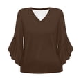 thumbnail image 5 of Yubnlvae Coffee Blouses for Women Casual 3/4 Length Sleeve Womens Tops V Neck Tshirts Shirts with Flared Sleeve, Xl, 5 of 5