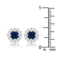 thumbnail image 2 of Precious Stars Silvertone Blue Cubic Zirconia Halo Stud Earrings, 2 of 2