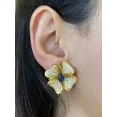 thumbnail image 4 of ORLOV DIAMONDS Flower Stud Earring 2.30Ct Oval Cut Lab Created Sapphire 14K Yellow Gold Plated, 4 of 5