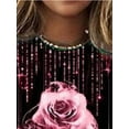 thumbnail image 3 of FASHIONWT Women Autumn & Summer Round Neck Rose Print Pullover T-Shirt Size S-5XL, 3 of 4