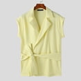 thumbnail image 3 of INCERUN Tops 2024 estilo coreano nuevo para hombres textura diseño de tapeta inclinada camisas moda cordón sin mangas cárdigan blusa S-5XL, 3 of 5