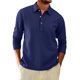 thumbnail image 2 of Ceisia Men's Relaxed Fit Long Sleeve Collared Linen Shirt Casual Solid Color Top Navy XXXL Gifts, 2 of 8