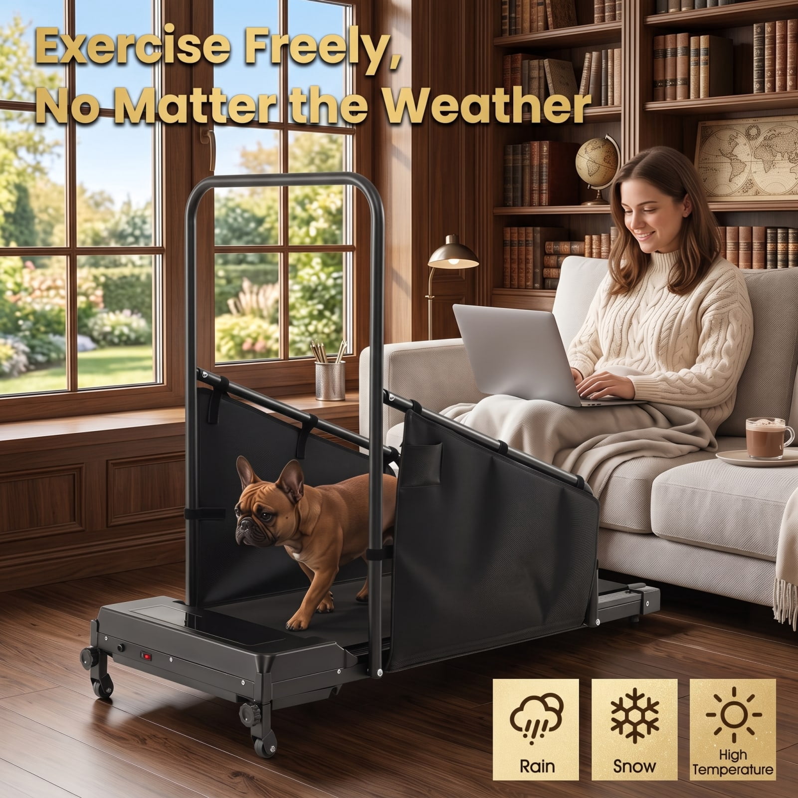 Vebreda Dog Treadmill for Small Medium Dogs, 2 HP Quiet Under-45dB Motor Pet Running Machine with Remote Control, LCD Display, 3-Level Incline, 0.5-7.5 MPH Speed & 220 lbs Capacity, Black