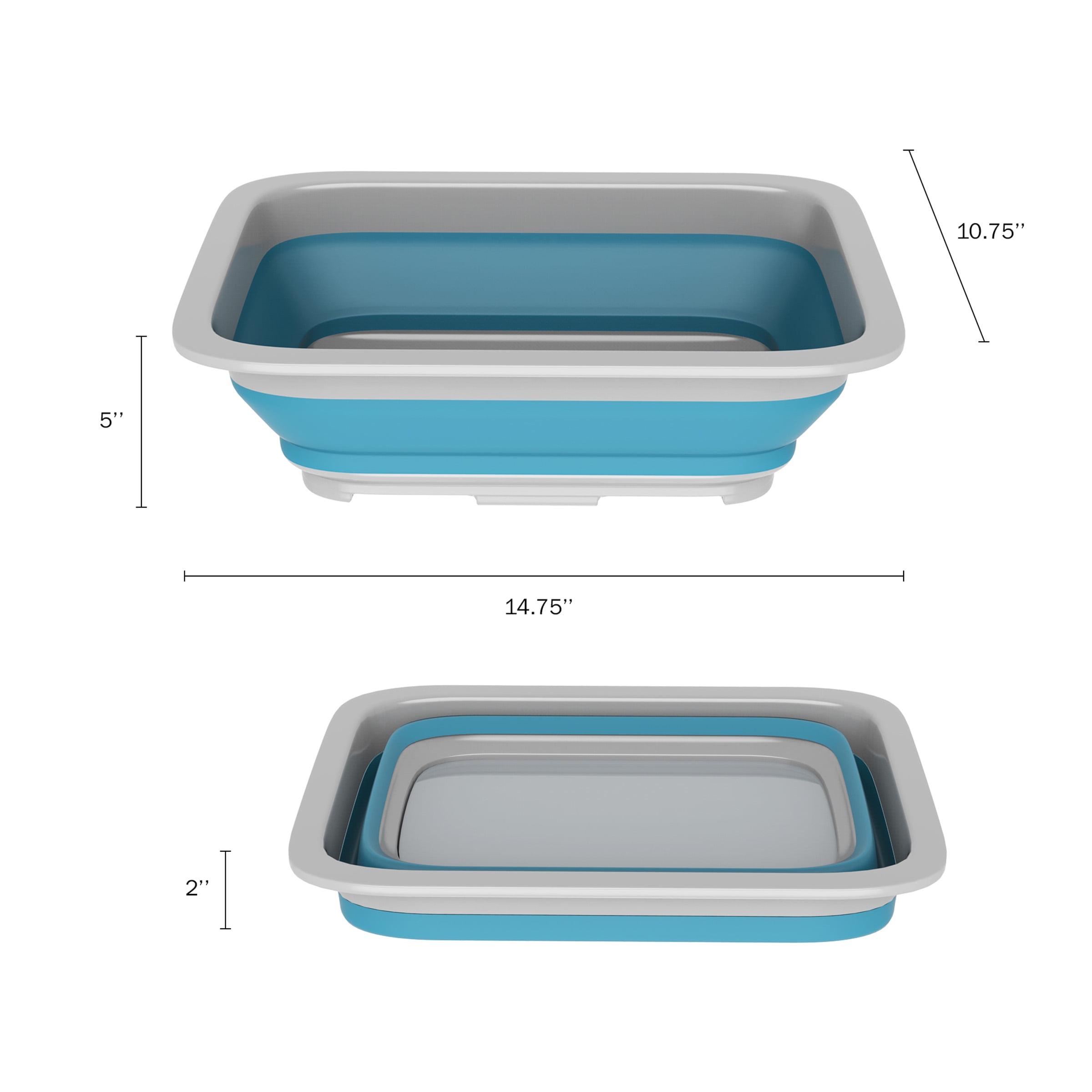 Collapsible Multiuse Wash Bin- Portable Wash Basin/Dish Tub/Ice Bucket with 10L Capacity (Blue)