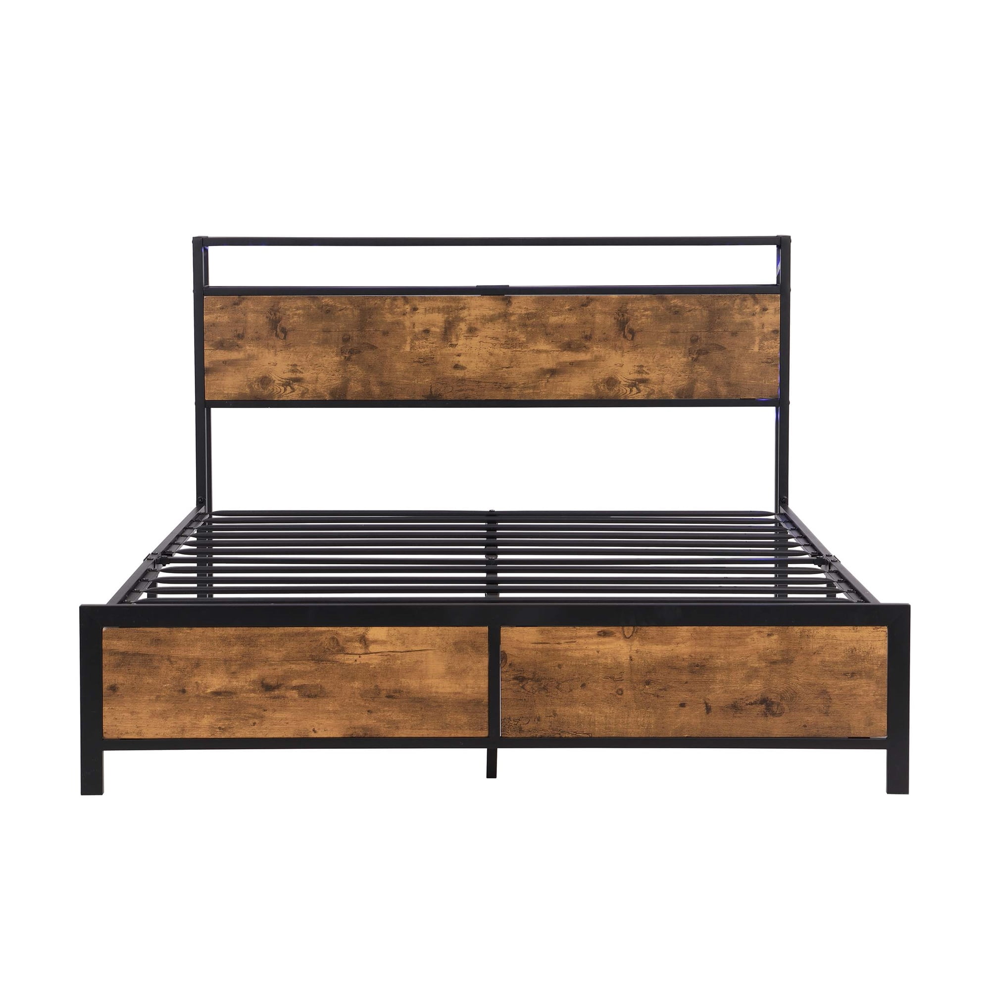 Kepooman Bed Frame Full Size with LED Lights and 2 USB Ports, Platform Bed Metal & Wood Full Bed Frame with Storage, Rustic Brown Kepooman Bed Frame Full Size with LED Lights and 2 USB Ports, Platform Bed Metal & Wood Full Bed Frame with Storage, Rustic Brown