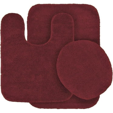 Bathroom Set Solid Color Burgundy #6 Non Slip Soft Chenille Bath Rug With Rubber Backing For Bathroom Home decor U-Shape Contour Rug, Mat And Toilet Lid Cover