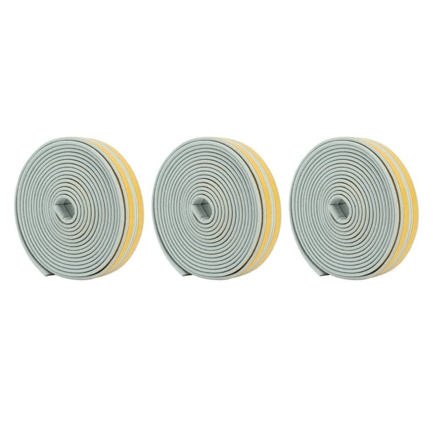 6 tiras de espuma para burletes de puerta, rollo de cinta aislante autoadhesiva, color gris