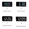 thumbnail image 3 of Inteprter Reloj despertador Digital LED, medidor de temperatura, de escritorio, brillo ajustable, alarma de 12/24H, termómetro de reloj con espejo Decoración del hogar Concha negra/blanco Inteprter HA082729-03, 3 of 6