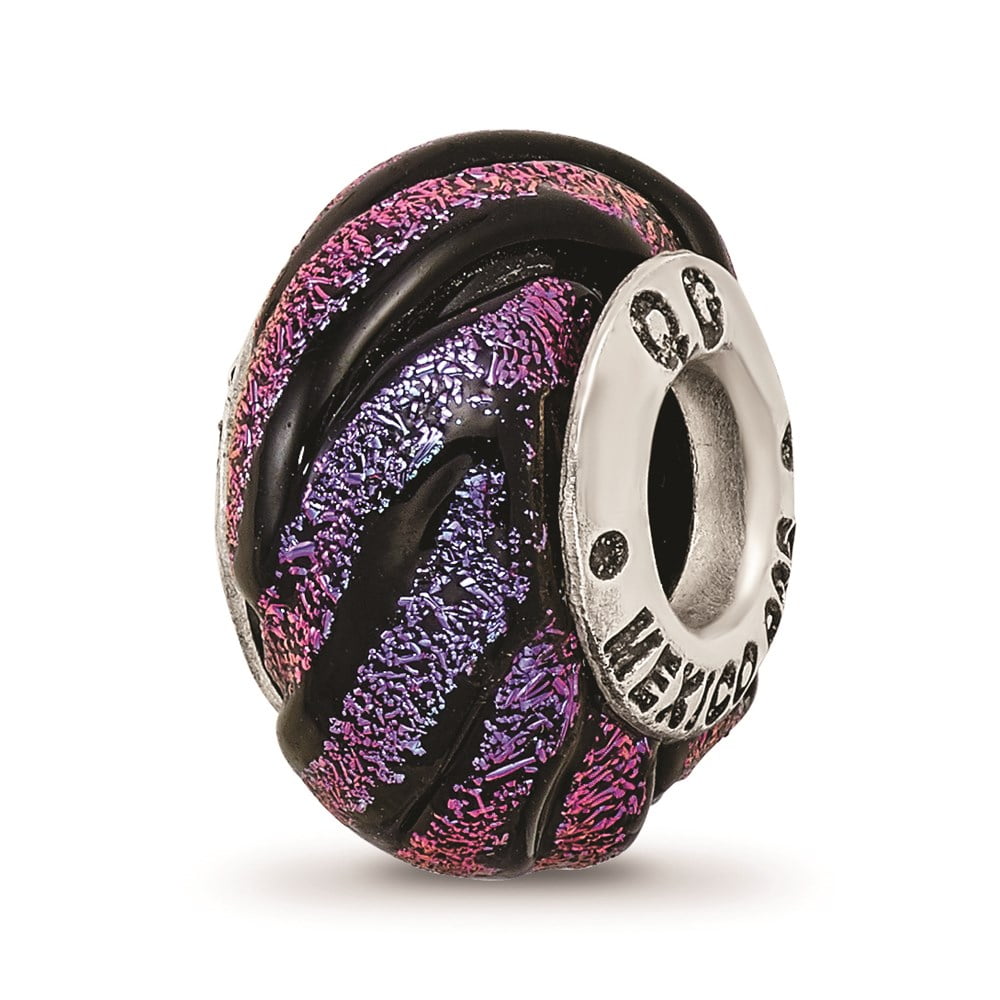 Sterling Silver Reflections Purple Dichroic Charm Bead Sterling Silver Reflections Purple Dichroic Charm Bead