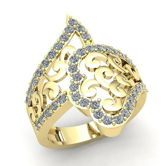 0.5ct Round Not Enhanced Ladies Bridal Floral Vintage Anniversary Wedding Band Solid 10K Rose, White or Yellow Gold GH I1-I2