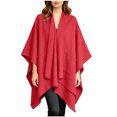 thumbnail image 2 of Lutiedan Shawl Wraps for Women, Soft Elegant Poncho Cape with Pockets, Open Front Scarf Blanket Cardigan for Fall Winter,Red, 2 of 7