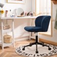 thumbnail image 2 of Costway Velvet Home Office Leisure Vanity Chair Armless Adjustable Swivel Blue, 2 of 10