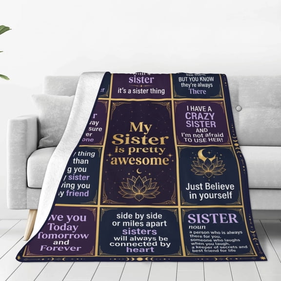 Sister Blanket, Dear Sis Gift for Sister, Birthday Christmas Mother’s Day Present, Cozy Blanket for Women 50x40