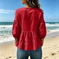 thumbnail image 4 of Trikvn Summer Tops for Women Casual V Neck Babydoll Shirts 3/4 Puff Sleeve Peplum Blouses Tiered Flowy Ruffle Tunic Lightweight Cute Vacation Beach Wear Loose Fit, 4 of 6
