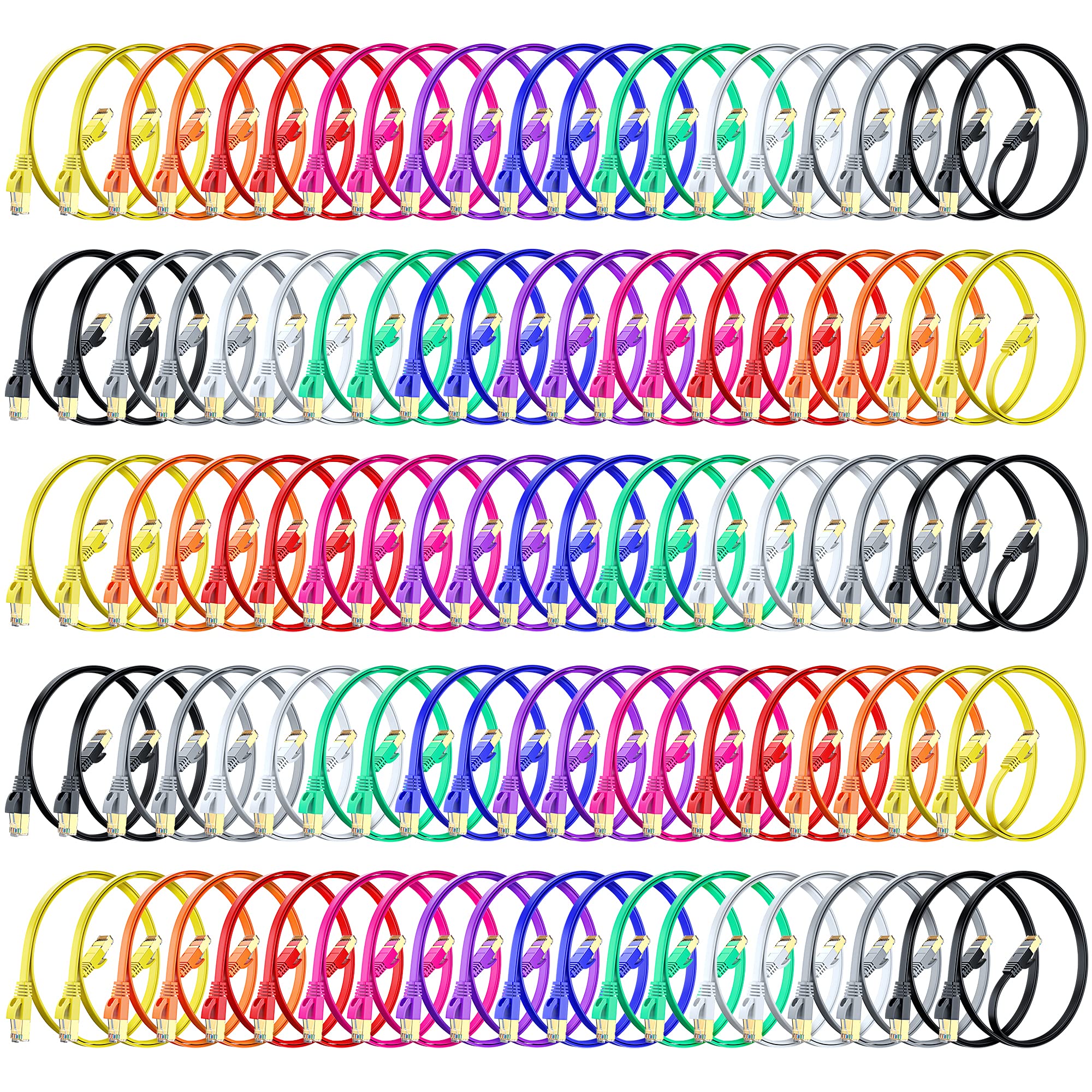 Cable & Cat7 Network Cable 1 ft, 100 Pack EasyHide Flat LAN