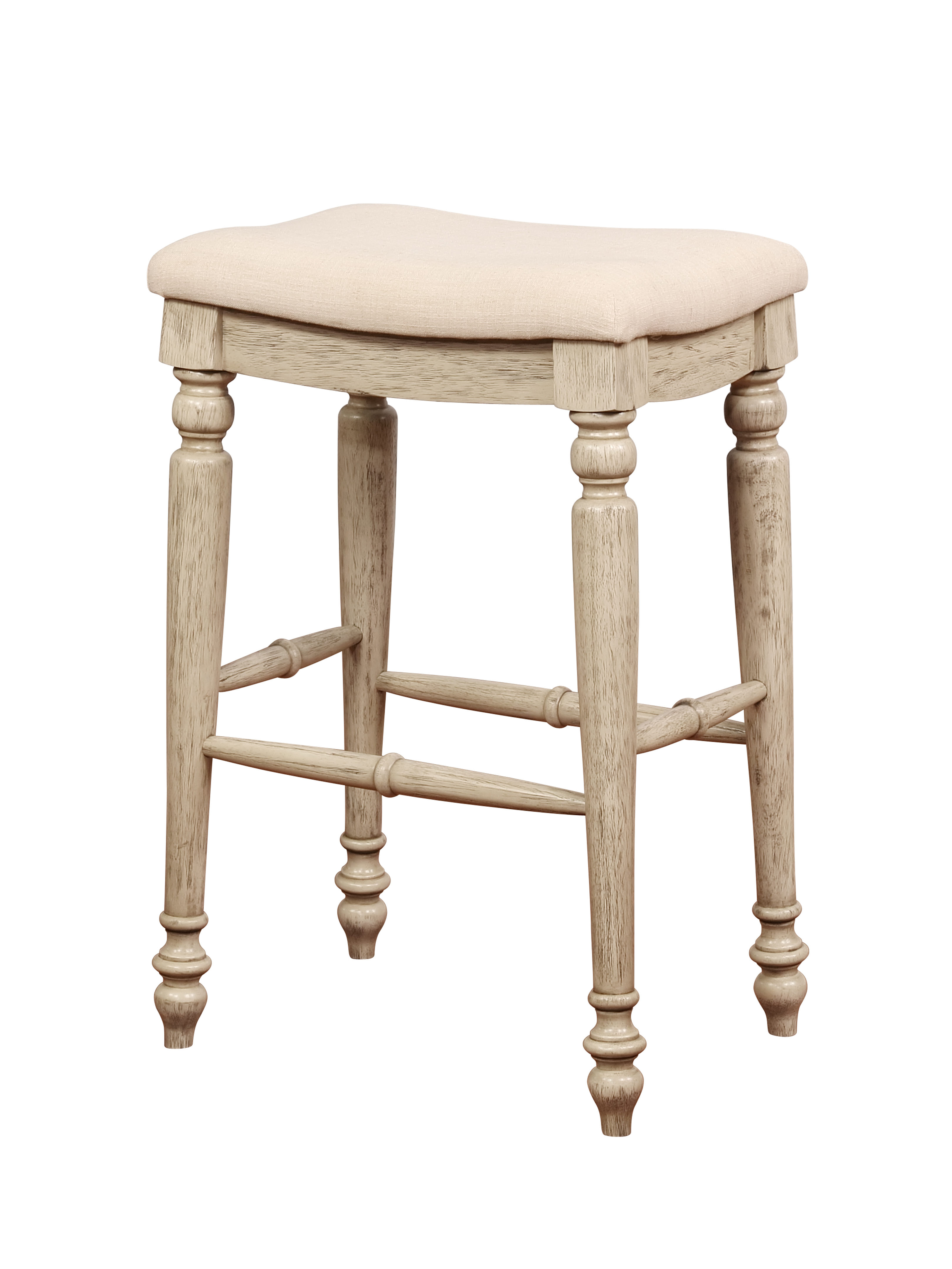 Saddle Top Wooden Bar Stool with Fabric Upholstery,Brown ...