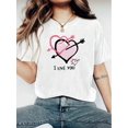 thumbnail image 1 of Valentine's Day Women's Fashionable LOVE Print T-Shirt - Casual Short Sleeve Crew Neck Top - Lightweight & Breathable For Spring & Summer Wardrobe, 1 of 6