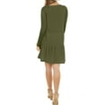 thumbnail image 3 of Women's Solid Color Casual Loose Dress Round Neck Ruffle Hem Midi Dress with Pockets, 3 of 6