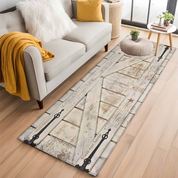 Vintage Wood Grain 2'x6' Runner Rugs for Hallway Kitchen Bedside Non Slip Washable, Farmhouse Country Door Retro Entryway Rug Runners with Rubber Backing, Long Carpet Runner for Laundry Room
