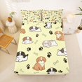 thumbnail image 4 of Manfei Lovely Puppy Queen Sheets, Dog Bone Paw Queen Sheet Sets, Yellow, 4-Piece, 1 Flat Sheet, 1 Fitted Sheet and 2 Pillowcases, 4 of 6