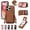 Brown, variant on Crossbody Wallet Case for iPhone 16 Pro Max, Elegant PU Leather Flip Kickstand Phone Cover with RFID Blocking Card Holder, Shockproof Case with Detachable Long Strap for Women Girl,Purple
