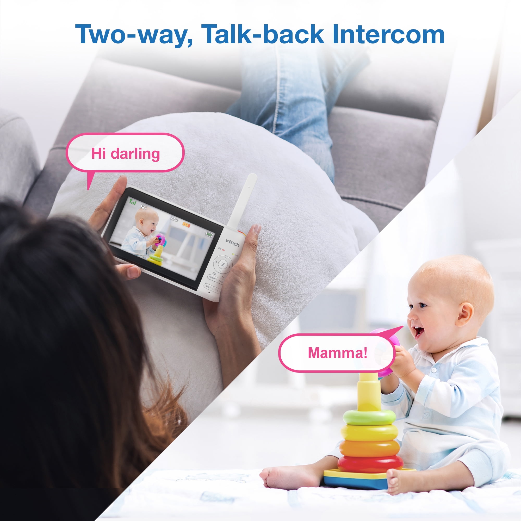 VTech 5 inch Digital Video Baby Monitor with Pan and Tilt and Night Light, VM5267 (White)