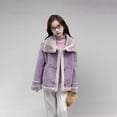 thumbnail image 2 of LIJCC Kids Girls Faux Leather Jacket with Faux Fur Sherpa Fleece Lined Parka Cropped Coat with White Collar Winter Thick Warm Coat Button up Fashion Outerwear, 2 of 6