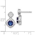 thumbnail image 3 of Sterling Silver Cheryl M Rhodium-Plated Blue Glass And Cz Post Earrings (15 X 9) Made In China qcm1518, 3 of 5