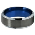 thumbnail image 2 of P. Manoukian Tungsten Wedding Band Ring 8mm for Men Women Blue Black Gunmetal Beveled Edge Brushed Polished Lifetime Guarantee Size 10, 2 of 4