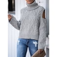thumbnail image 4 of Asyoly Womens Turtleneck Cold Shoulder Sweaters Long Sleeve Oversized Knitted Pullover Sexy Jumper Solid Color Tops, 4 of 5