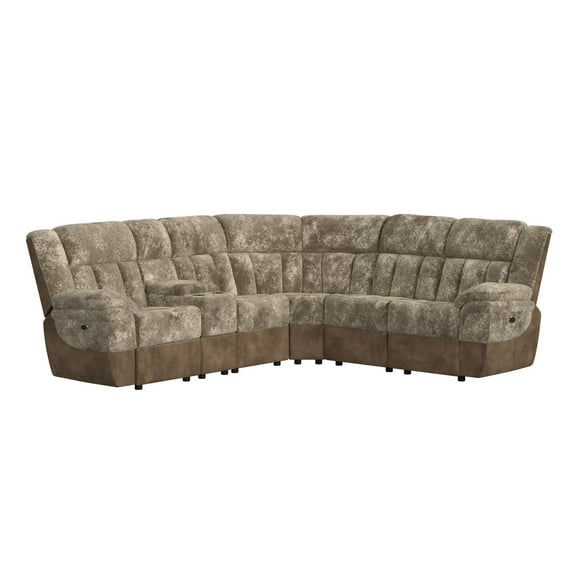 Picket House Furnishings Celeste 6PC Motion Sectional Set in Shire Cappuccino