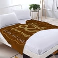 thumbnail image 3 of Durable Soft & Warm Flannel Blanket - Cozy Design for Sofa Travel Bed & Chair - Elegant Brown with Golden Frame & Stylish Text, 3 of 7