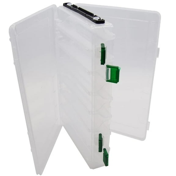 Double Visible Fishing Hook Box - Hard Plastic Transparent Squid Hook Organizer with 10 Slots, Durable Case for Fishing Tackle Accessories and Lures