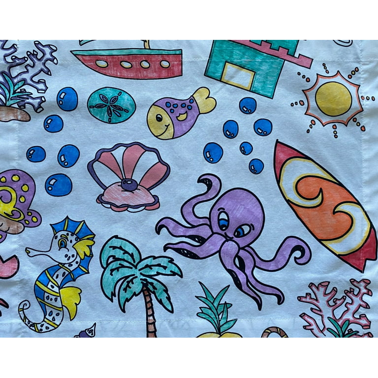The Coloring Table –Food Fun Design – XL Rectangle Tablecloth - Fabric  Coloring Tablecloth - Colorable Designs – Washable and Reusable – Coloring