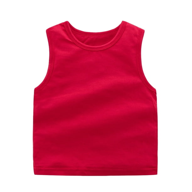 Gibobby Blusa Niñas Camiseta sin mangas de baile para niños pequeños y niñas (Rojo, 18-24 Meses)
