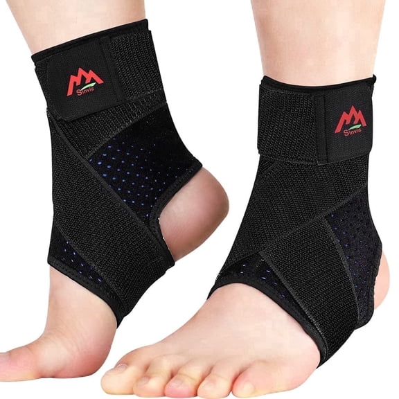 Sinvic 2 pack Size L Adjustable Cross Strap Ankle Support Brace, Breathable Compression Wrap for Low-Impact Sports and Sprained Ankle Pain Relief
