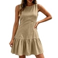 thumbnail image 7 of Karymi Sleeveless Ruffle Hem Mini Dress, Round Neck Fitted Flounce A-Line Casual Summer Dress For Daily, Beach, Vacation. Spring Dresses for Women 2026, 7 of 7