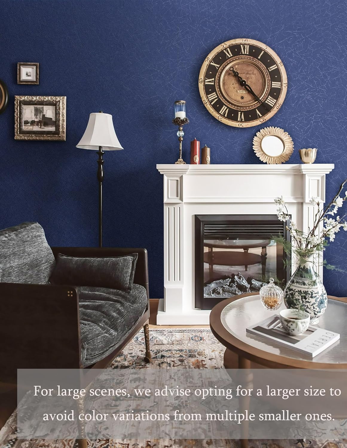 393"x 17.3" Wallpaper Silk Dark Blue Peel and Stick Wallpaper Dark Blue Contact Paper Self Adhesive Removable Solid Color Wall Paper for Bedroom Walls Vinyl Rolls
