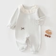 thumbnail image 2 of Ulanda Baby Coming Home Outfit Boy Girl Cotton Long Sleeve Romper Jumpsuit Plain One-Piece Clothes (Blue, 3-6 Months), 2 of 7