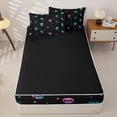 thumbnail image 4 of Homewish Rainbow Gradient Skull Zipper Full Size Comforter Sets with Fitted Sheet and 2 Pillowcases for Girls, Multicolor Star Gothic Head Zipper Bedding Set, Black Reversible, 4-Piece, 4 of 6