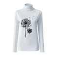 thumbnail image 4 of DondPO Long Sleeve Shirts for Women Sweatshirt for Women Comfortable Casual Print Long Sleeve Mock Turtleneck Blouse Tops Slim Fit Stretchy Layer Tee Shirts Womens Tops Turtleneck Shirt Women White XL, 4 of 6