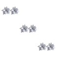 thumbnail image 2 of Kearding 2 Piezas 25cm Glitter Poinsettia Árbol de Navidad Flores Artificiales Plata Type1 NO1, 2 of 6