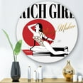 thumbnail image 2 of Designart 'Woman In Swimsuit With Pomade' Vintage Circle Metal Wall Art 11x11 - Disc of 11, 2 of 5