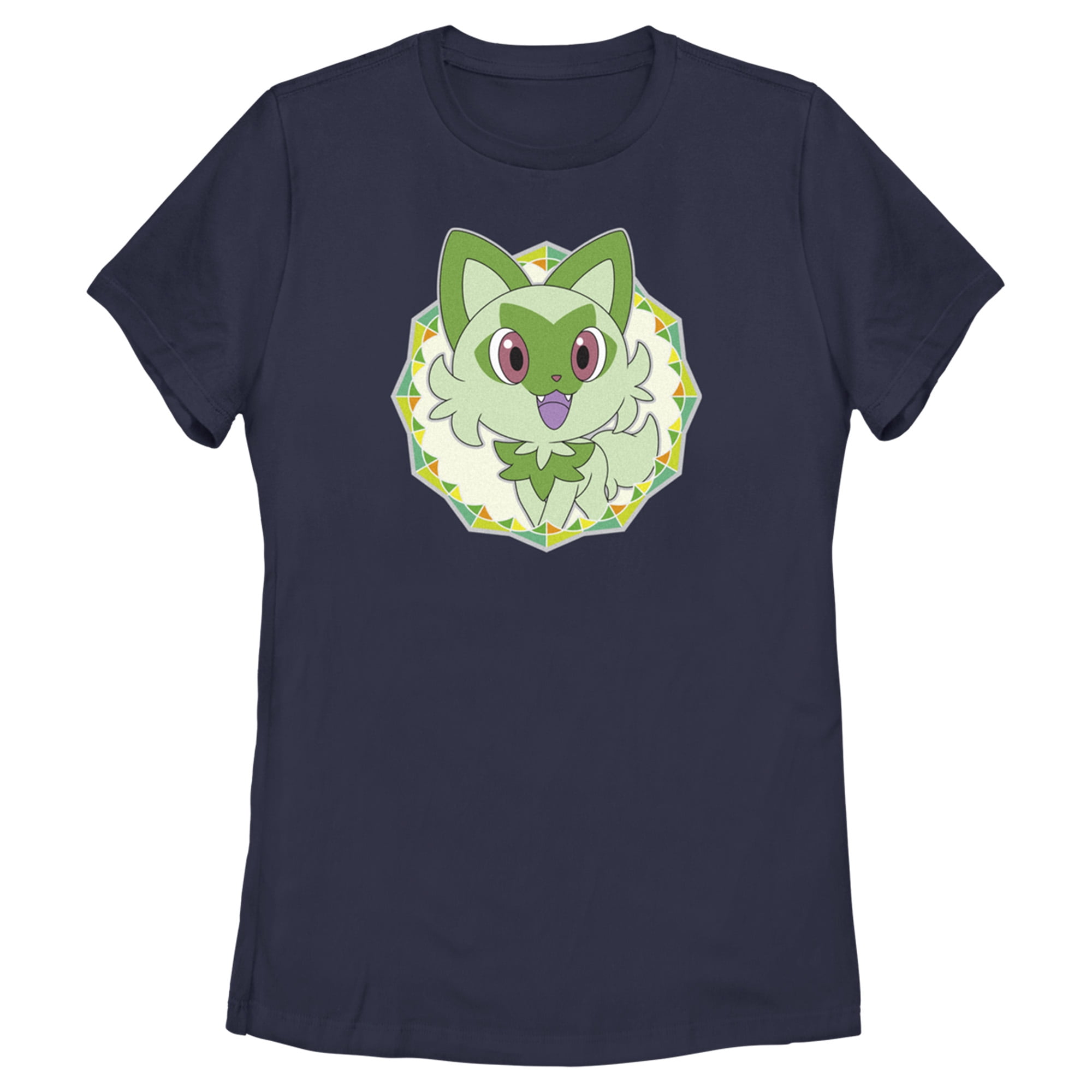 Women's Pokemon Sprigatito Circle Graphic Tee Navy Blue Medium - Walmart.com