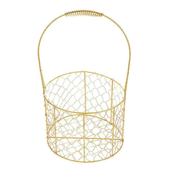 Golden Iron Gift Basket with Handle for Home Decor and Storage Small Baskets for Gifts 6.5 inches