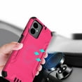 thumbnail image 4 of Designed for Boost Mobile Celero SC 5G (2024) Hybrid Dual Layer Slim Defender Armor Metallic Brush Texture Shockproof Hard PC + TPU Rubber Phone Case Cover [Hot Pink], 4 of 9