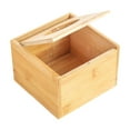 thumbnail image 4 of Caja de pañuelos de bambú con tapa, dispensador de pañuelos faciales, organizador decorativo rectangular S, 4 of 9