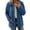 Blue, variant on Women's Fuzzy Jackets with Pockets Warm Button Down Lapel Collar Long Sleeve Fleece Jackets for Everyday Fall Winter